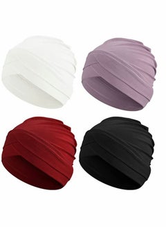 Buy Women Turban Hats Slouchy Sleep Cap Headwear 4 Pcs in Saudi Arabia