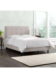 Buy Beige Velvet Elegance: Swedish Wood Super King Bed (200x200x140) by Alhome in Saudi Arabia