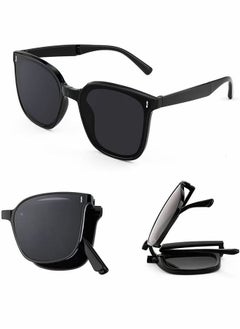 Buy Foldable Sunglasses Women Men, Square Folding Easy Carry Foldable Shades UV400 Protection Lens, Sun Protection Sunglasses Suitable for Summer Outdoor Beach Travel Camping(Black) in UAE