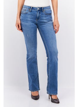 اشتري Women Bootcut Fit Ripped Stretchable Denim Jean, Washed Blue في الامارات