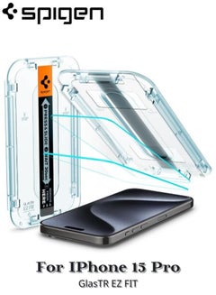 Buy Apple iPhone 15 Pro Screen Protector [2 Pack] Glastr Ez Fit Premium Tempered Glass - Case Friendly with Sensor Protection in Saudi Arabia