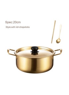 Buy Golden Double-Handled Thickened Wear-Resistant Stainless Steel Noodle Soup Pot in UAE