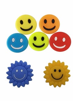 اشتري Tennis Vibration Dampeners, 7 Pcs Squash Racket Vibration Dampeners Silicone Racket Smile Face Shock Absorbers Sunflower Tennis Racket Dampene for Tennis Players في السعودية