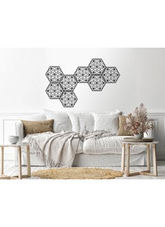 Buy Decorative hexagonal 8 pieces Wood Wall art 20x20 Black in Egypt