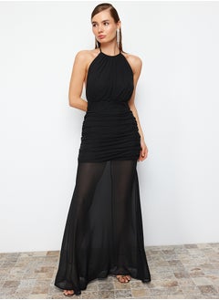 Buy Black Fitted Woven Chiffon Dress TPRSS24AE00070 in Egypt