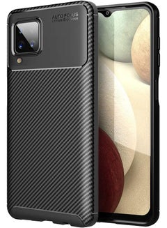 Buy Carbon Fiber Protective Case Cover For Samsung Galaxy A12 Black in UAE