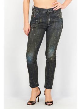 اشتري Women Skinny Fit Stretchable Denim Jeans, Wash Black في السعودية