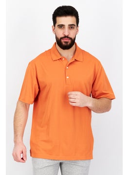 Buy Men Regular Fit Plain Short Sleeve Polo Shirt, Orange in UAE