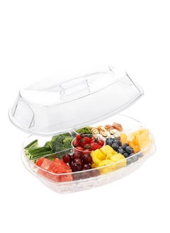 اشتري Fruit Platter Tray for Banquets, Serving Trays and Trays on Ice, Vegetable Tray with Lid, Catering Tray for Hors d'oeuvres, Seafood, Desserts, 2 Tier في الامارات