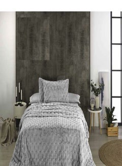 اشتري Mora Blanket - Model: Nay - Size: 230*250 - Color: Grey, dense fur outer side with silky soft velvet lining, plus +2 fur pillowcases. في مصر