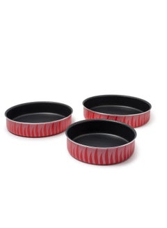 Buy Red Flame Trays Set Round Oven 3 Pieces in Saudi Arabia