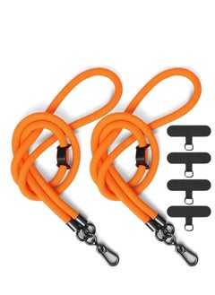 Buy Showday Cell Phone Lanyard, Soft Nylon Crossbody Thick Rope Universal Adjustable Detachable Phone Lanyard, Phone Strap, with Phone Lanyard Patch (Orange-2pcs) in Egypt