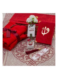 Buy A Luxurious gift In A Red Color Consisting Of A Velvet Quran In The Arabic Language As Well As An Electronic Rosary And A Beaded Rosary A Prayer Mat, Prayer Dress in UAE