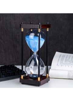 Buy Hourglass Timer, 60 Minutes Sand Timer Vintage Wooden Men's Ladies Quiet Clock for Home Office Kitchen Wedding Decor Ornaments Blue in Saudi Arabia