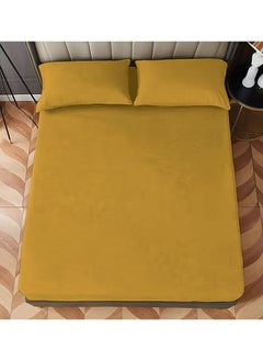 Buy Classic King Bed Fitted  MUSTARD  Bedsheet Set 1 King Bed Fitted Sheet (180 x 200 cm) and 2 Pillow case (46 x 71+7.5cm) in UAE