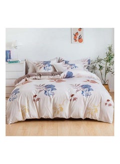 Buy 6-Piece King Size Duvet Cover Set Microfibre Almond 1 Duvet Cover 220x240 cm, 1 Fitted Sheet 200x200+25 cm, 4 Pillow Cases 48x74cm Multicolour in UAE