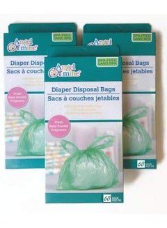 Buy Diaper Disposal Bags; Fresh Baby Powder Fragrance; 60 Bags Per Pack (3 Pack) in UAE