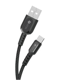 اشتري USB - TYPE C NYLON CABLE 1MTR 2.4A, Black - NCC11 في الامارات