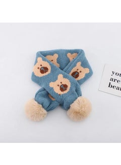 Buy Winter Kids Knit Scarf Cartoon Plush BearBlue Blue in UAE