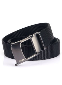 اشتري New Mens Casual Simple Nylon Braided Belt New Design Automatic Buckle Toothless Adjustable Cuttable BeltBlack Black في السعودية