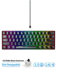 اشتري Tri-Mode Outemu Black Switches Hot-Swappable 61-Key Mechanical Keyboard Bluetooth 5.0 / Wireless 2.4G / USB Type-C Customizable Keyboard with RGB Backlight 3000mAh Lithium Battery Rechargeable, Black في الامارات