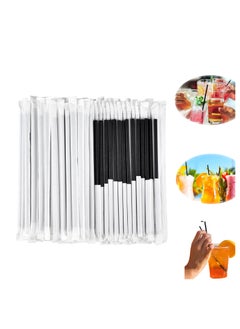 اشتري 200 Straws, Black Disposable Drinking Paper Straws Bulk Individually Wrapped-Party Essentials, For Cocktails, Coffee, Birthday Bars and Restaurants, Juice, Shake, 7.75" x0.24" في السعودية