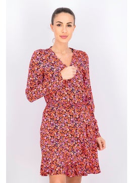 Buy Women Allover Print Shift Dress, Red Combo in UAE