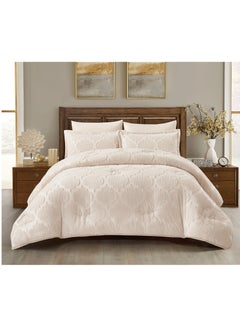 Buy Comforter Set 6-Pcs King Size Designer Tufted Embroidery Bed Set Fits 260x240 Cms (350 GSM) With Down Alternative Filling,Linen in Saudi Arabia