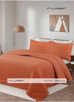 Buy 100% Microfibre Summer Orange Bedding Set - 3pcs in Saudi Arabia