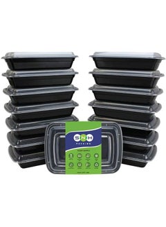 اشتري Microwave Container Black with Lids, 1 Compartment Plastic Food Storage Containers, Reusable Lunch Boxes, BPA Free, Stackable, Microwave Safe, Dishwasher Safe, Freezer Safe - 12 Pieces. في الامارات
