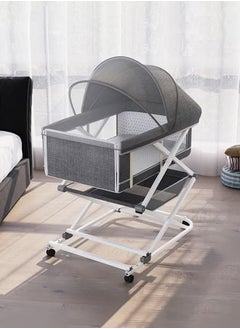 Buy Baby Bassinet Bedside Sleeper for Baby Height Adjustable Easy Folding Portable Crib with Storage Basket for Newborn Mattress With Detachable Mosquito net and Mattre in Saudi Arabia