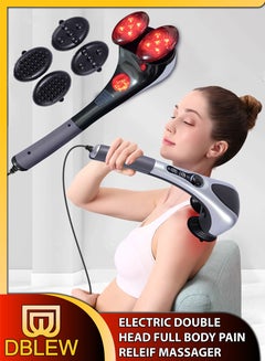 Buy Handheld Double Head Full Body Massager With Heating Vibration Infrared Deep Tissue Massage Electric Dual Percussion For Neck Shoulder Back Arms Leg Foot Calf Muscle Relax Pain Hand Tension Relief in UAE