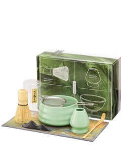 Buy Matcha Set -Matcha Whisk and Bowl Set, 7pcs Matcha Kit Tea Set include Bamboo Whisk, Matcha Bowl, Scoop & Whisk with Holder, Sifter, Towel for Matcha Making Starter Kit Gift (Green) in UAE