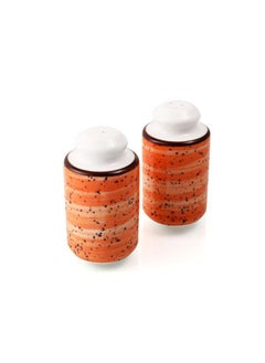 اشتري Porcelain Decorative Orange Salt & Pepper Set Cylinder في الامارات