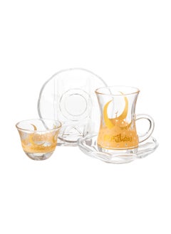 Buy Saudi tea and coffee set 18 pieces Turkish glass Ramadan inscription in Saudi Arabia