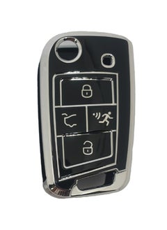 Buy Protective Silicone 4 Buttons Key Cover Case For Volkswagen Black Silver in UAE