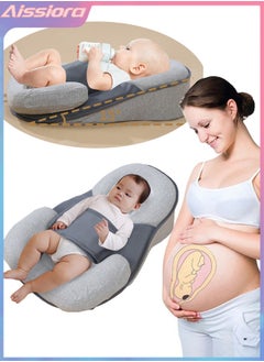 Buy 2 in 1 Baby Crib Nursing Pillow for Breastfeeding, Ergonomic Baby Feeding Pillow Support Cushion with Support Bag, Correcting Head Deviation Baby Breastfeeding Pad Feeding Pillow Holder for Newborn in Saudi Arabia