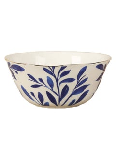 Buy Elegance Leaf Porcelain Bowl, White & Blue - 16 cms in UAE