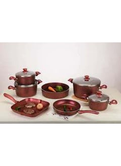 Buy 10 pieces Al-Karnak Granite Set (Without Grill Pan) + Stainless Steel Lids - 4 Pots (18-20-24-28cm) - 1 Round Roasting Pan (26cm) - 1 Frypan (24cm) in Egypt