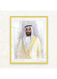 Buy Art Decor Framed Fine Art of Sheikh Zayed Bin Sultan Al Nahyan Portrait UAE Wall Art with Matt Board Print Wall Decor for Home Living Room Office Decoration and Gifting in UAE