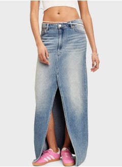 Buy Front Slit Denim Skirt in Saudi Arabia