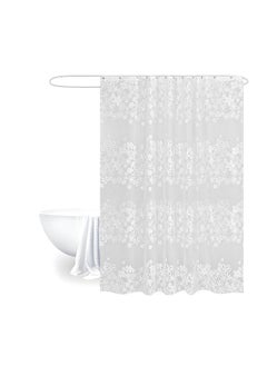 Buy FEELINGS SHOWER CURTAIN WITH 12PCS HOOK RINGS (WHITE FLORAL) in UAE