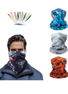 اشتري Ice Silk Viscose Fiber Neck Gaiter Headband Tube Bandana Elastic Scarf Sunscreen Balaclava Wicking Cooling Face Mask Dust Sun UV Protection Fishing Hiking Motorcycle (Midnight Black and Snow White) في الامارات