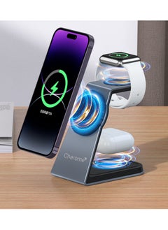 اشتري 3-in-1 Wireless Charging Stand for Phone, Watch, and Earbuds with Fast Charging Capability في الامارات