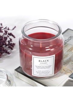 اشتري Hue Black Cherry Jar Candle, Red - 450g في الامارات