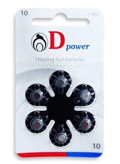 Buy Hearing Aid Batteries D Power Size 10 - 1.45volt - 6 Pack in Egypt