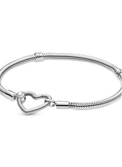Buy PANDORA Moments Heart Clasp Snake Chain Bracelet Sterling Silver in Saudi Arabia