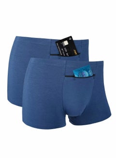 Buy Men's Boxer Briefs Secret Hidden Pocket, 2 Pcs Pickpocket Proof Travel Secret Pocket Underwear, Pocket Panties (XL, Blue) in UAE