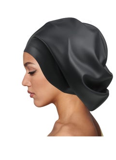 اشتري Silicone Swim Cap for Women Men Extra Large Special Design Swimming Cap Waterproof Bathing Cap Swim Hat for Very Long Hair Braids Thick Curly Hair Keep Your Hair Dry في الامارات