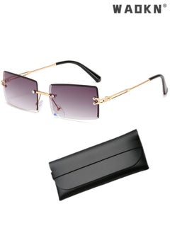 Buy Rimless Sunglasses for Women Men,Vintage UV Protection Rectangle Frameless Eyewear, Fashion Candy Color Eyeglasses，Rimless Sunglasses 90s Frameless Rectangle Tinted Lens Eyewear in Saudi Arabia